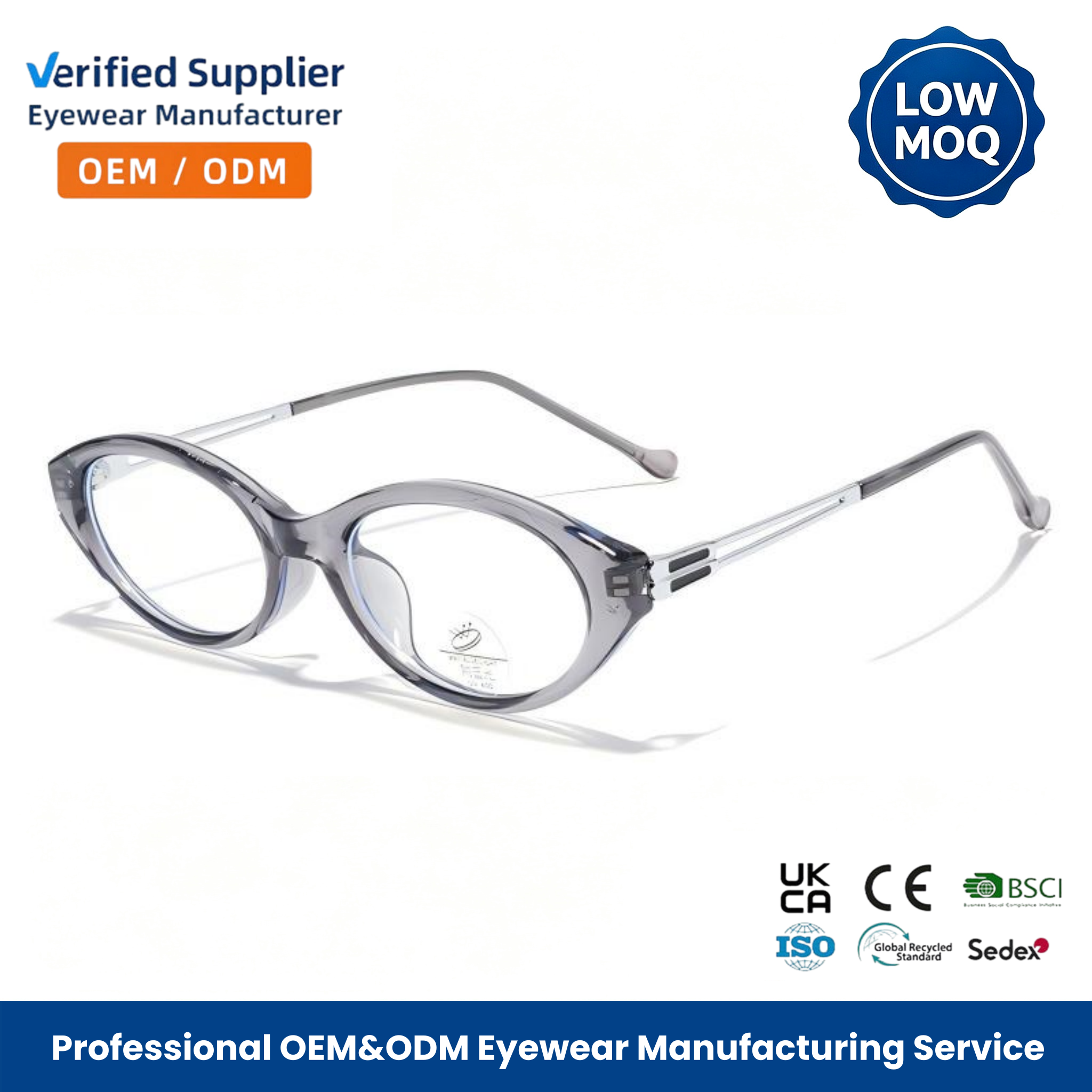 22g Ultra-Lightweight TR90 Metal Hybrid Glasses Frame Anti Blue Light Shielding Oval Spectacles for Men Women
