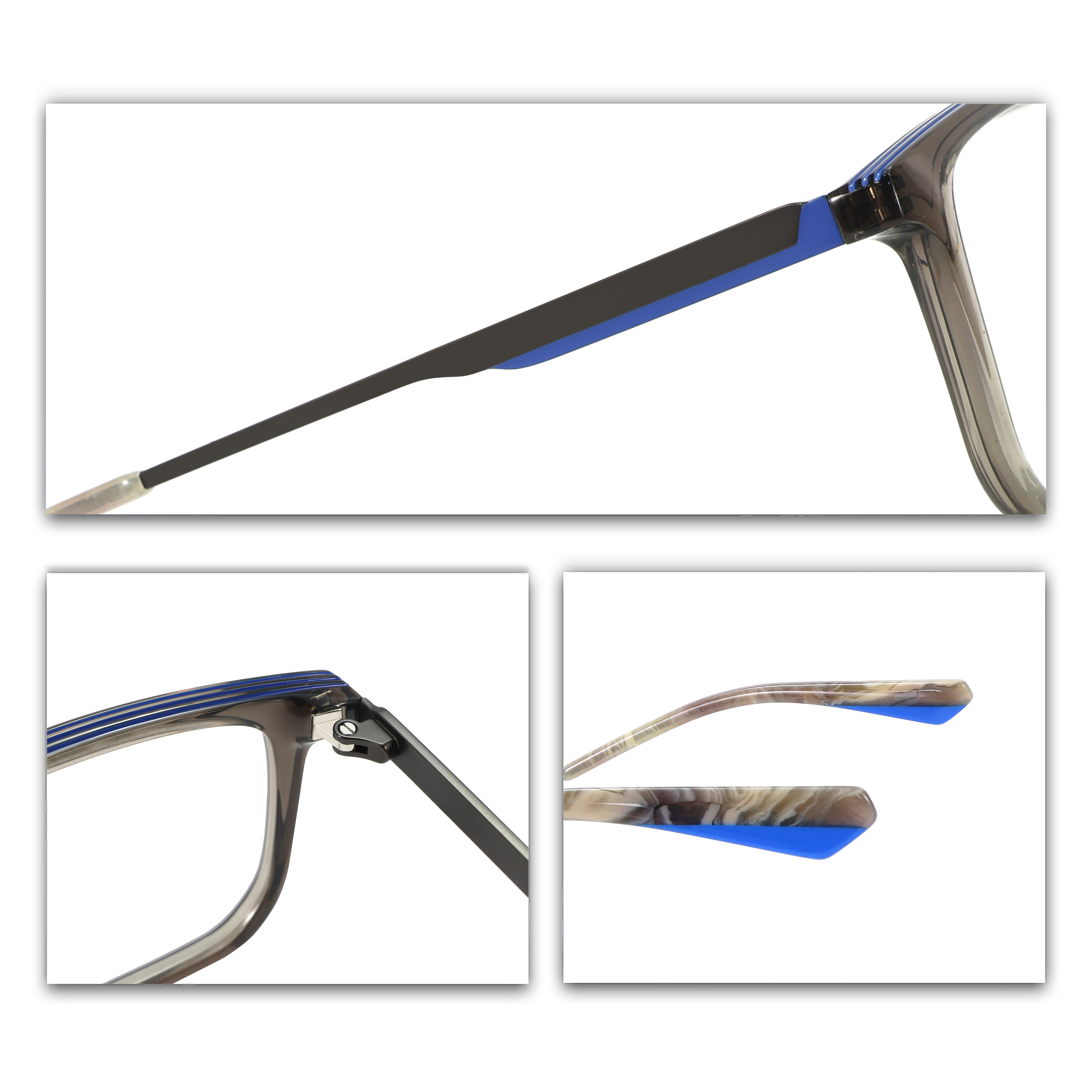 Rectangle Eyeglasses Transparent Grey Acetate With Metal Optical Frames Solid Hinge Trendy Colorful Eyeglasses Frame Unisex