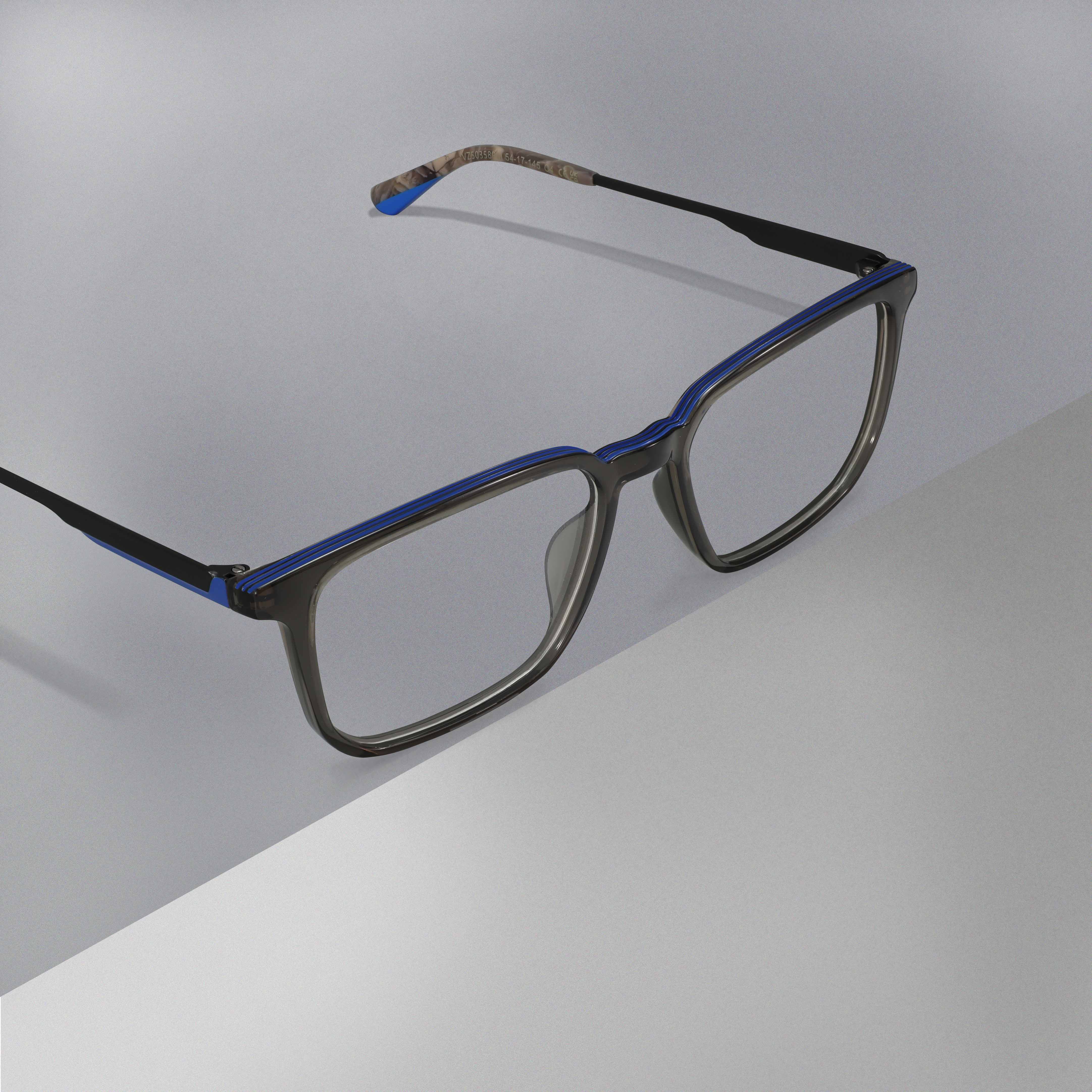 Rectangle Eyeglasses Transparent Grey Acetate With Metal Optical Frames Solid Hinge Trendy Colorful Eyeglasses Frame Unisex