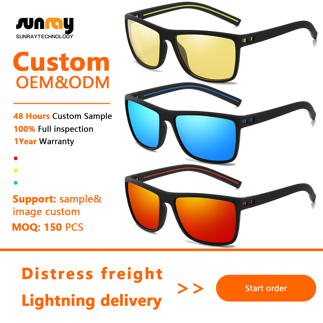 Sunray OEM Newest Square Frame Men Women Shades Fashion Designer Custom Logo Sun Glasses UV400 Polarized Sport Sunglasses