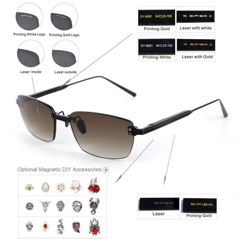 Sifier Luxury Rimless Square Optical Glasses Thin Metal Temple Nylon Clear Lens Gold Silver Gun Black Daily Office Eyewear