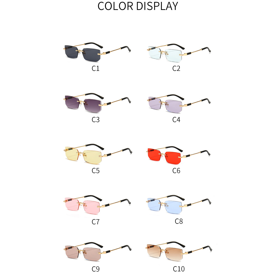 New Fashion Sunglasses European And American Sunglasses Personalized Jelly Color Sunglasses Women's Street Shot Rimless Glasses