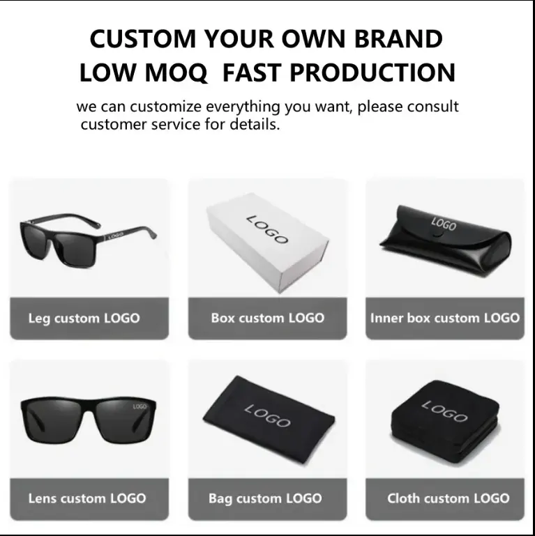 Polarized Sunglasses Men Matte Black Sports Sunglasses Fishing Driving Running Glasses Custom Logo Bulk with Glasses Case Box