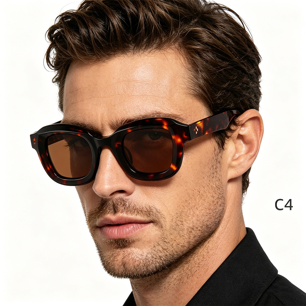 Wholesale Custom Logo Sunglass Unique High Quality China Sunglasses Manufacturers Black Frame Luxury Square Acetate Sunglasses