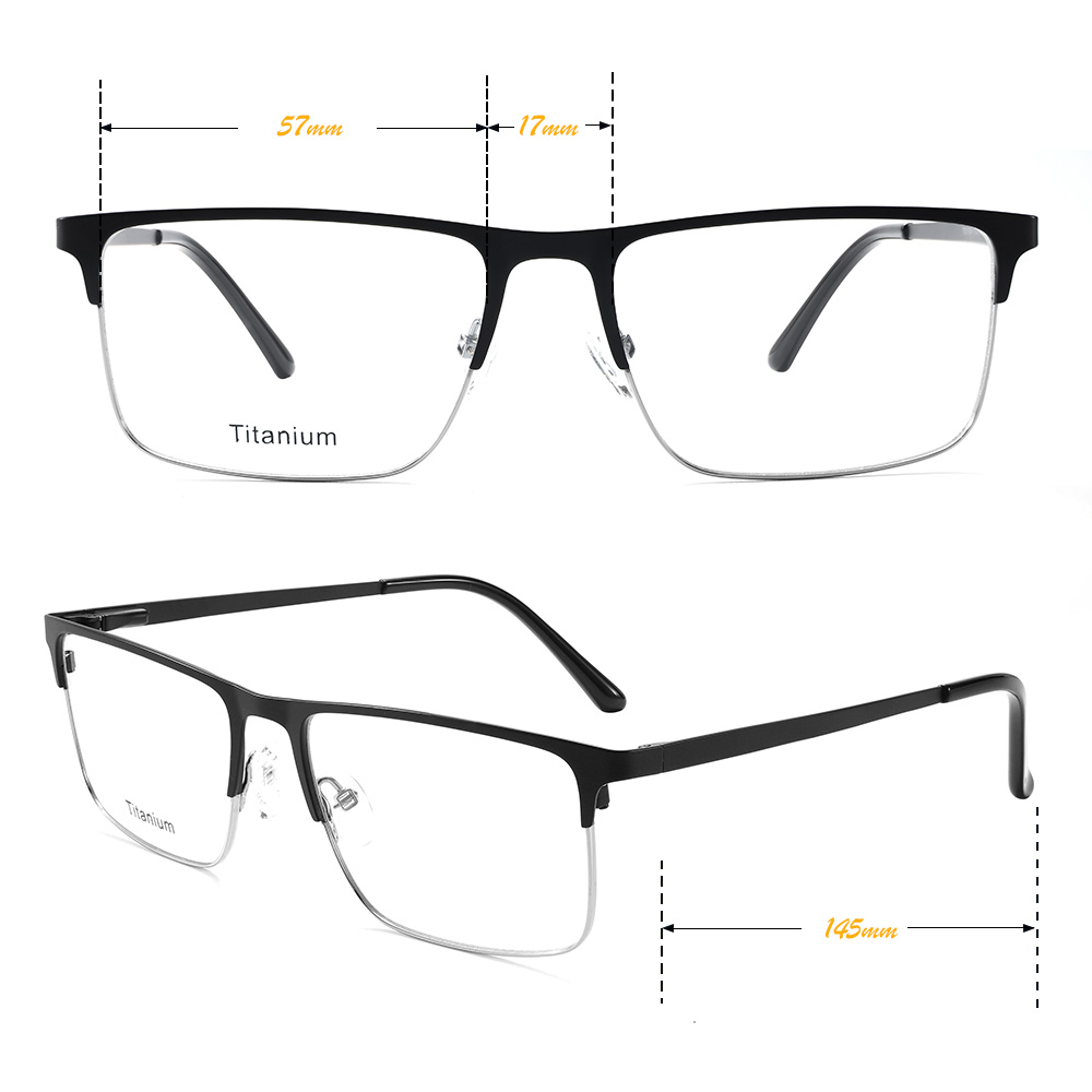 Good Quality with Competitive Prices Pure Titanium Optical Glasses Half Frame Men's Business Style Semi-rimless Spectacle Frame
