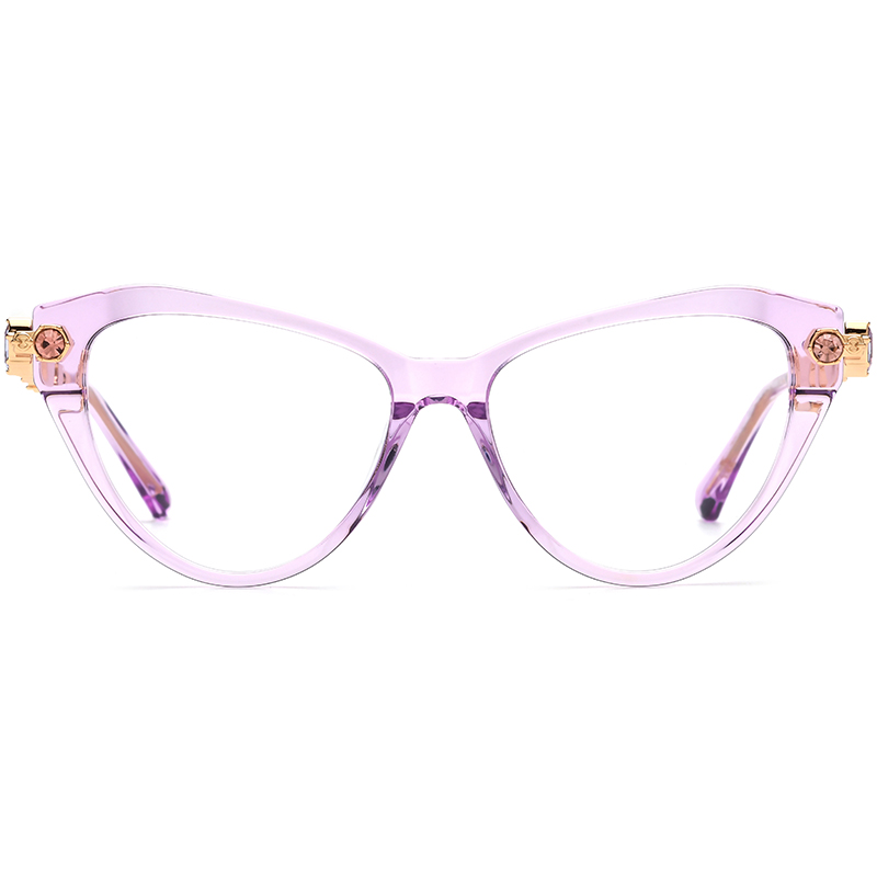 Borregls Acetate Metal Glasses Women 2026 New Luxury Cat Eye Brand Designer Gem Trim Eyeglasses Frame Optical Eyewear 19400