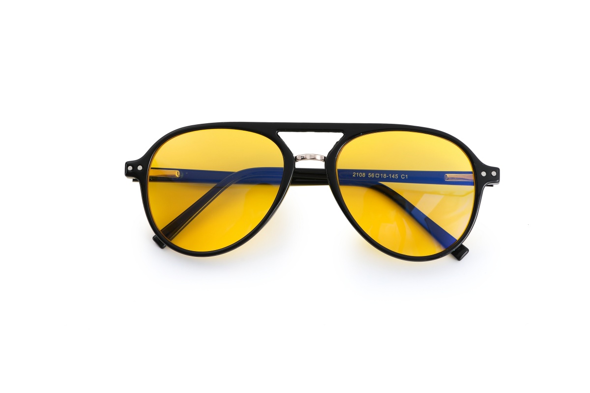 Custom Logo Branded Double Bridge Spring Hinge Men Oval Yellow CR39 Day Use Anti Blue Light Blocking Optical Frames Glasses