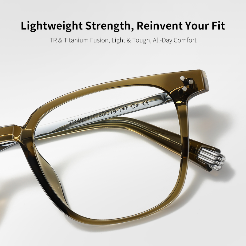 Eyeglass TR90 Frames Anti-Blue Full Rim Rectangle Design Beta Titanium Temples UV Protection Classical Style