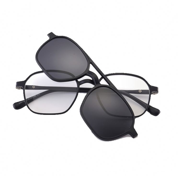 Magnet 5 in 1 Clip on Sun Glasses Brown TAC Polarized Gray Lens Spectacles Optical Frame Interchangeable Magnetic Eyeglass