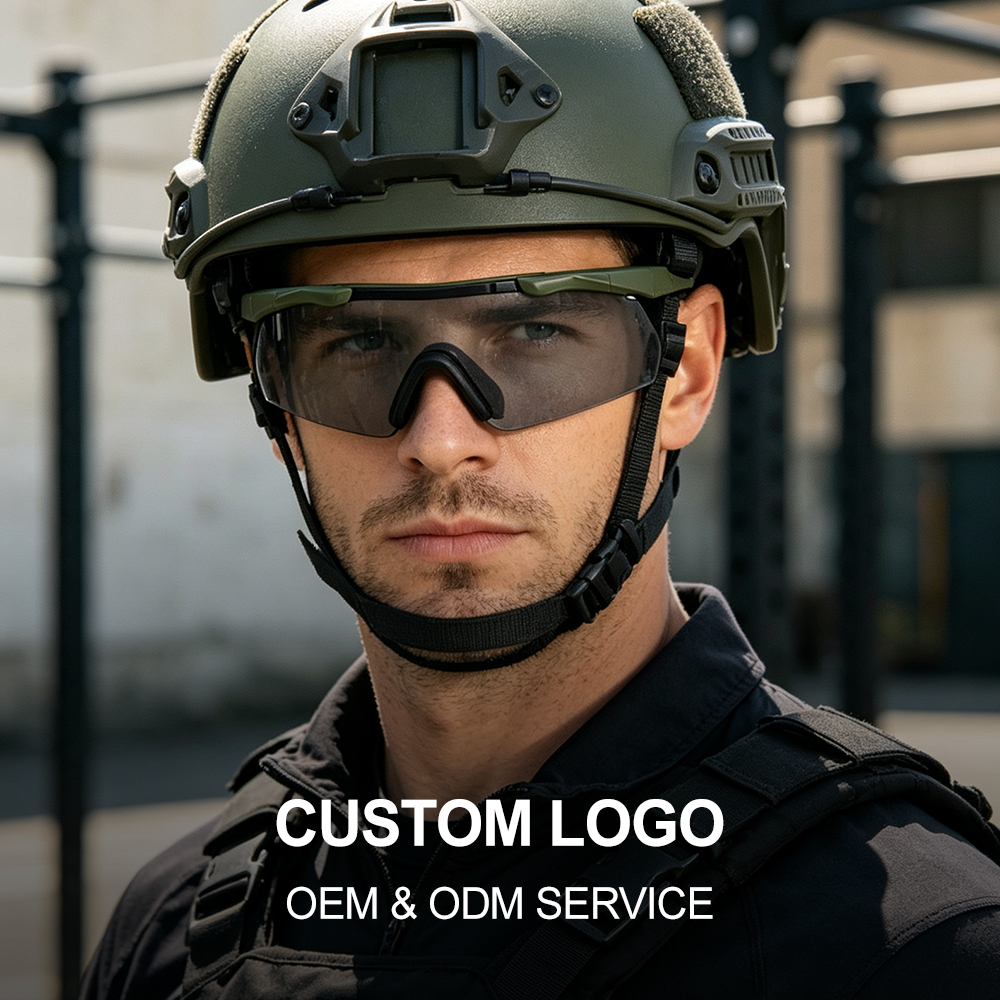 Tactical Safety Shooting Glasses Semi Rimless TR90 Frame PC UV400 Lenses Lightweight Adjustable Nose Pad Outdoor Training OEM