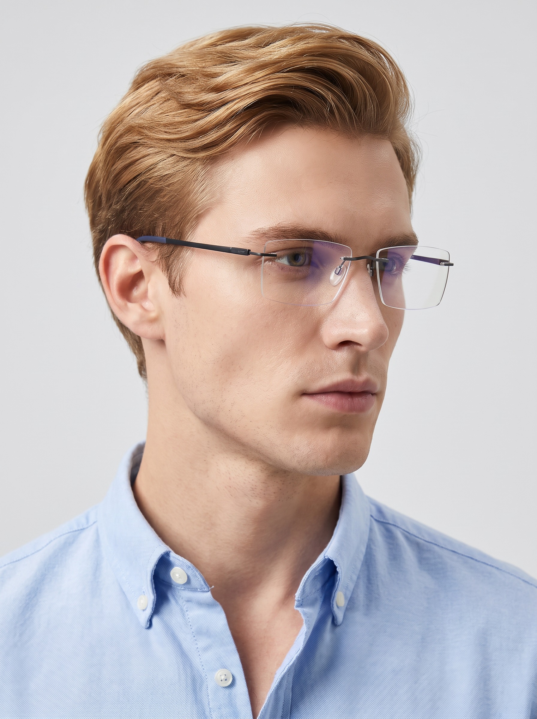 5573AH Rectangle Frameless Titanium Eyeglasses Frames Unisex Rimless Eyewear Spectacles Glasses For Men Women Ready Stock