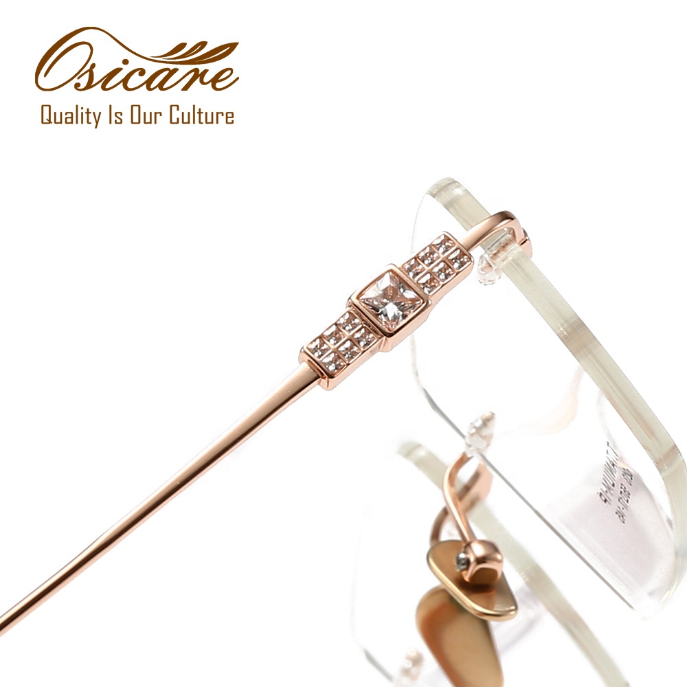 Premium Women Rhinestone Diamond Glasses Luxury Eyewear Titanium Rimless Decor Spectacles Eyeglasses Frames with Crystal Stone