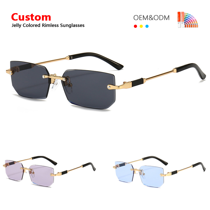New Fashion Sunglasses European And American Sunglasses Personalized Jelly Color Sunglasses Women's Street Shot Rimless Glasses