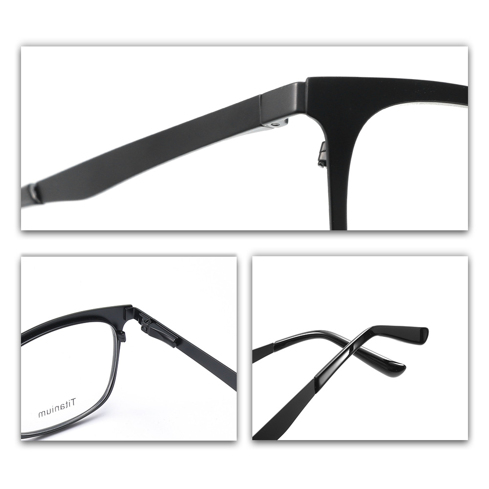 High Quality Black Eyeglasses Pure Titanium Optical Glasses With Spring Hinge Men's Business Style Spectacle Frame Daily Wear