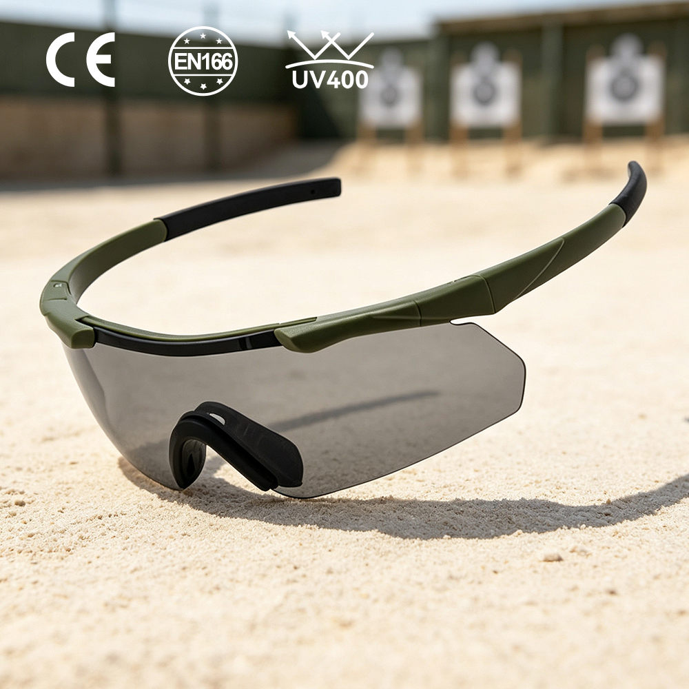 Tactical Safety Shooting Glasses Semi Rimless TR90 Frame PC UV400 Lenses Lightweight Adjustable Nose Pad Outdoor Training OEM