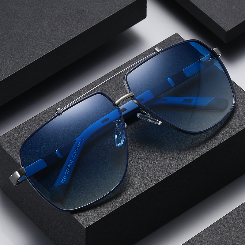 Spot Wholesale Fashion Men's Polarized Sun Glasses Large Frame UV400 Protection Mirror Lens Carbon Fiber Temple Pilot Sunglasses