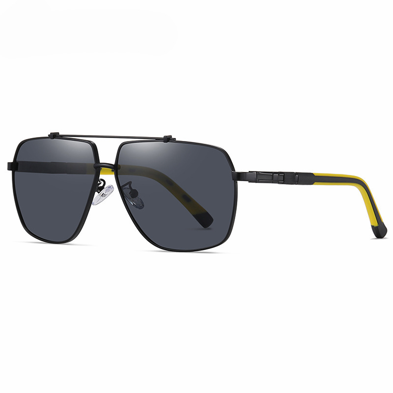 Spot Wholesale Fashion Men's Polarized Sun Glasses Large Frame UV400 Protection Mirror Lens Carbon Fiber Temple Pilot Sunglasses