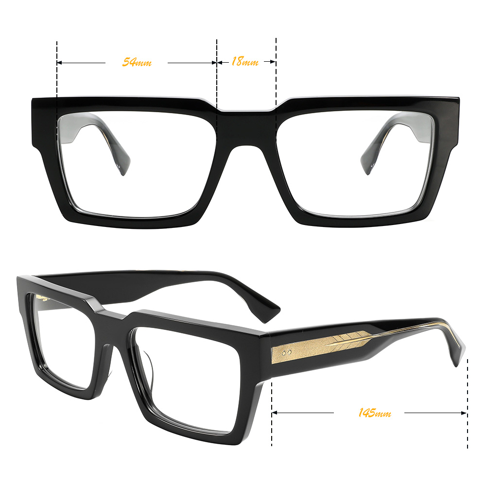 Rectangle Eyeglasses High Quality Ready Stock Black Acetate Optical Glasses Premium Acetate Spectacle Glasses Frames Unisex