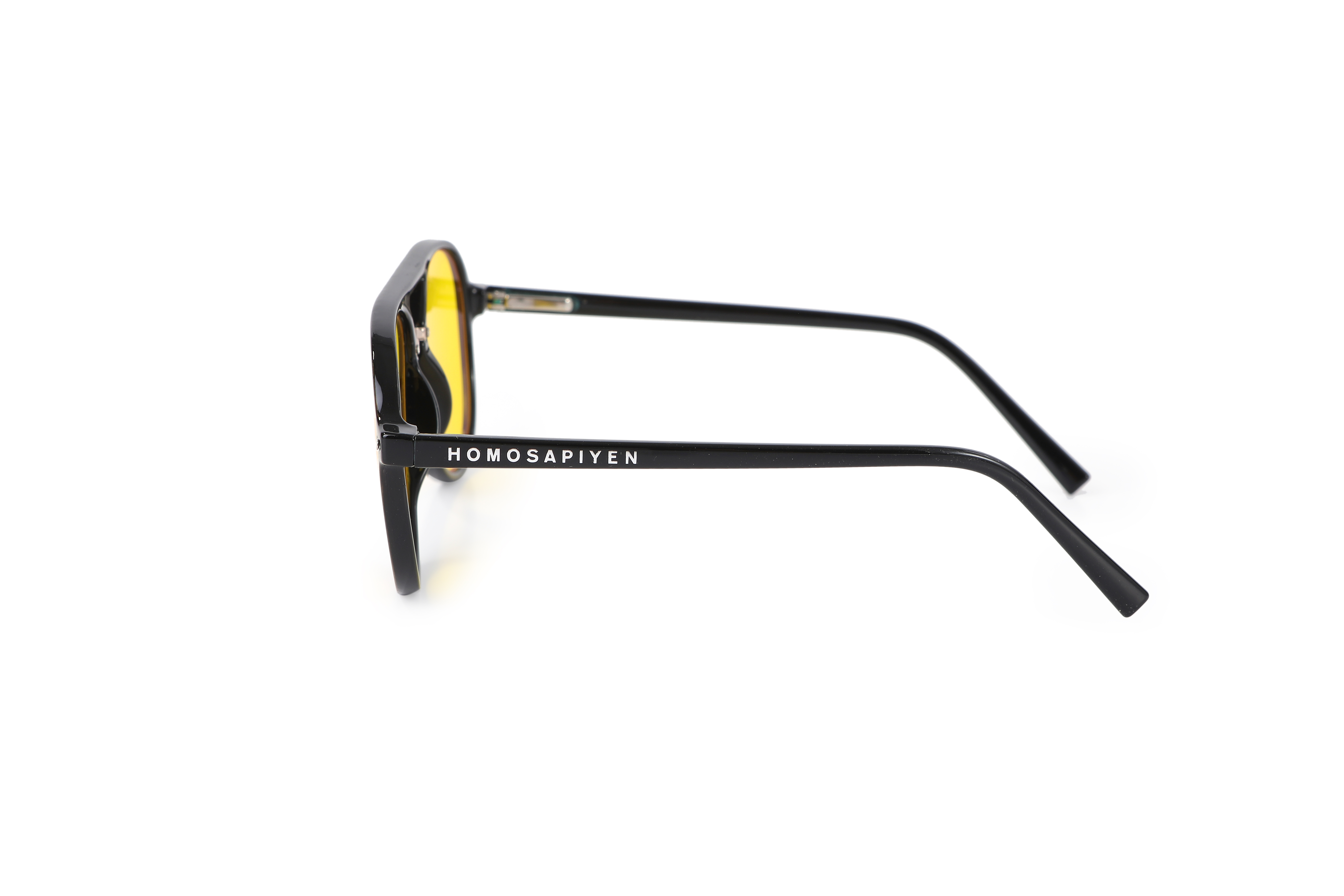 Custom Logo Branded Double Bridge Spring Hinge Men Oval Yellow CR39 Day Use Anti Blue Light Blocking Optical Frames Glasses