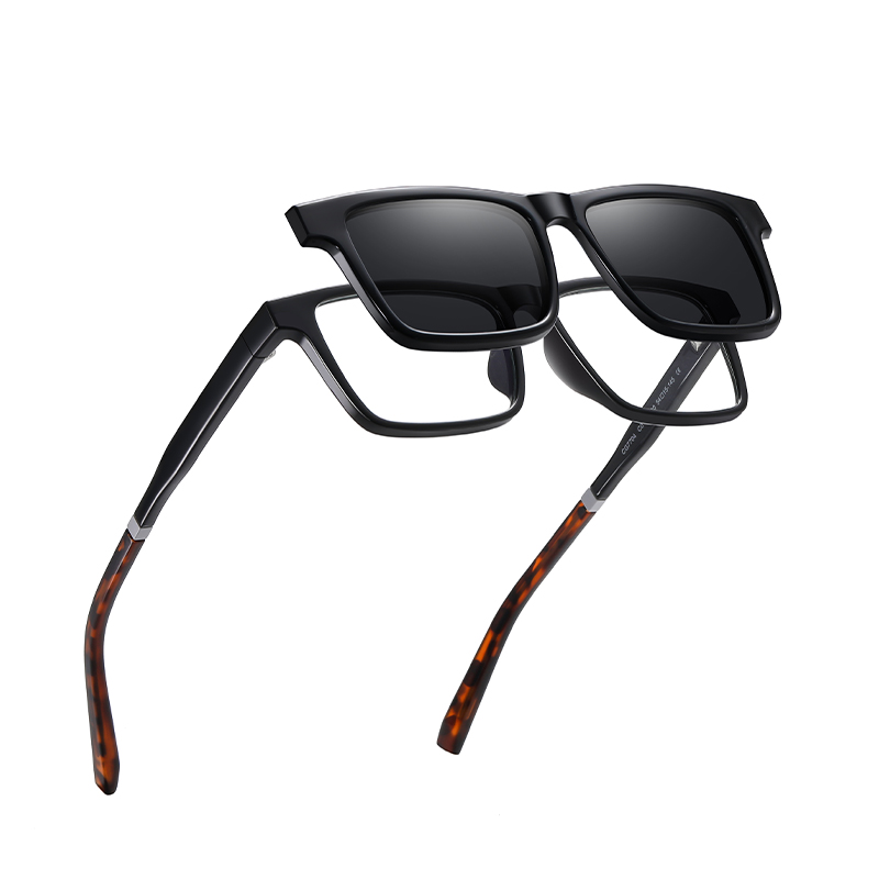 Ultra-light square Frame Sunglasses Magnet Clip on Uv Protection Fashionable Polarized Sunglasses