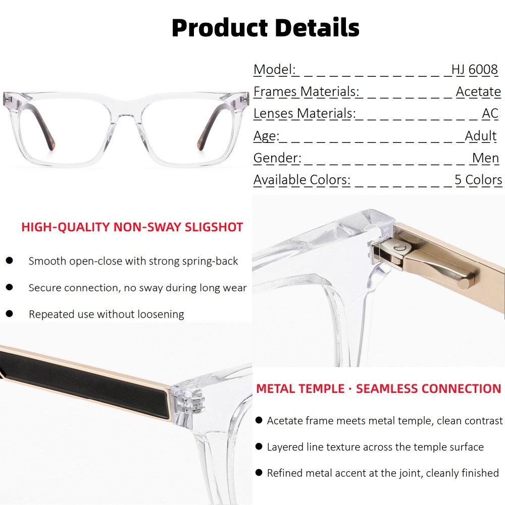 Customization High-end Handcrafted Acetate Optical Glasses Durable Rectangle Eyeglasses Frame Comfortable For Daily Wear OEM/ODM