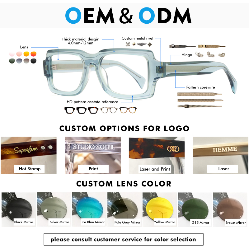 High-End Unisex Slim Trendy Oversized Wholesale Fashionable Handmade Acetate Optical Eyeglasses Frame