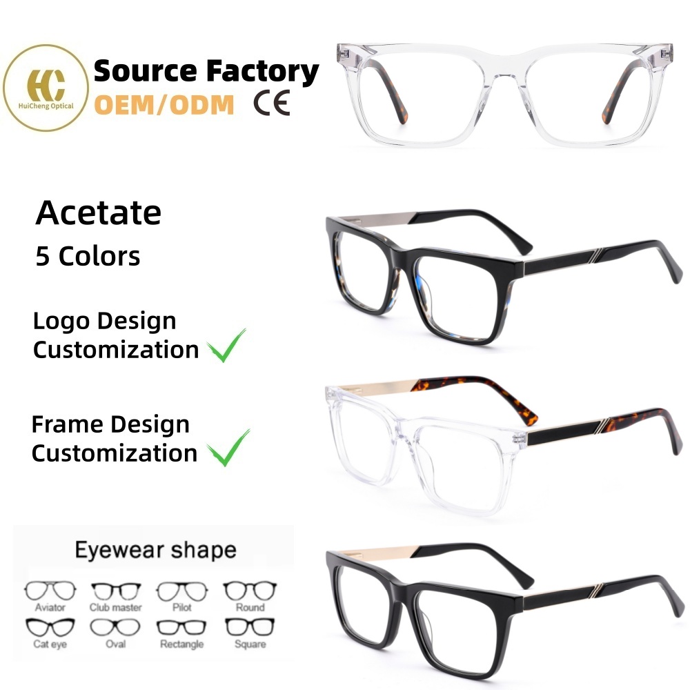 Customization High-end Handcrafted Acetate Optical Glasses Durable Rectangle Eyeglasses Frame Comfortable For Daily Wear OEM/ODM