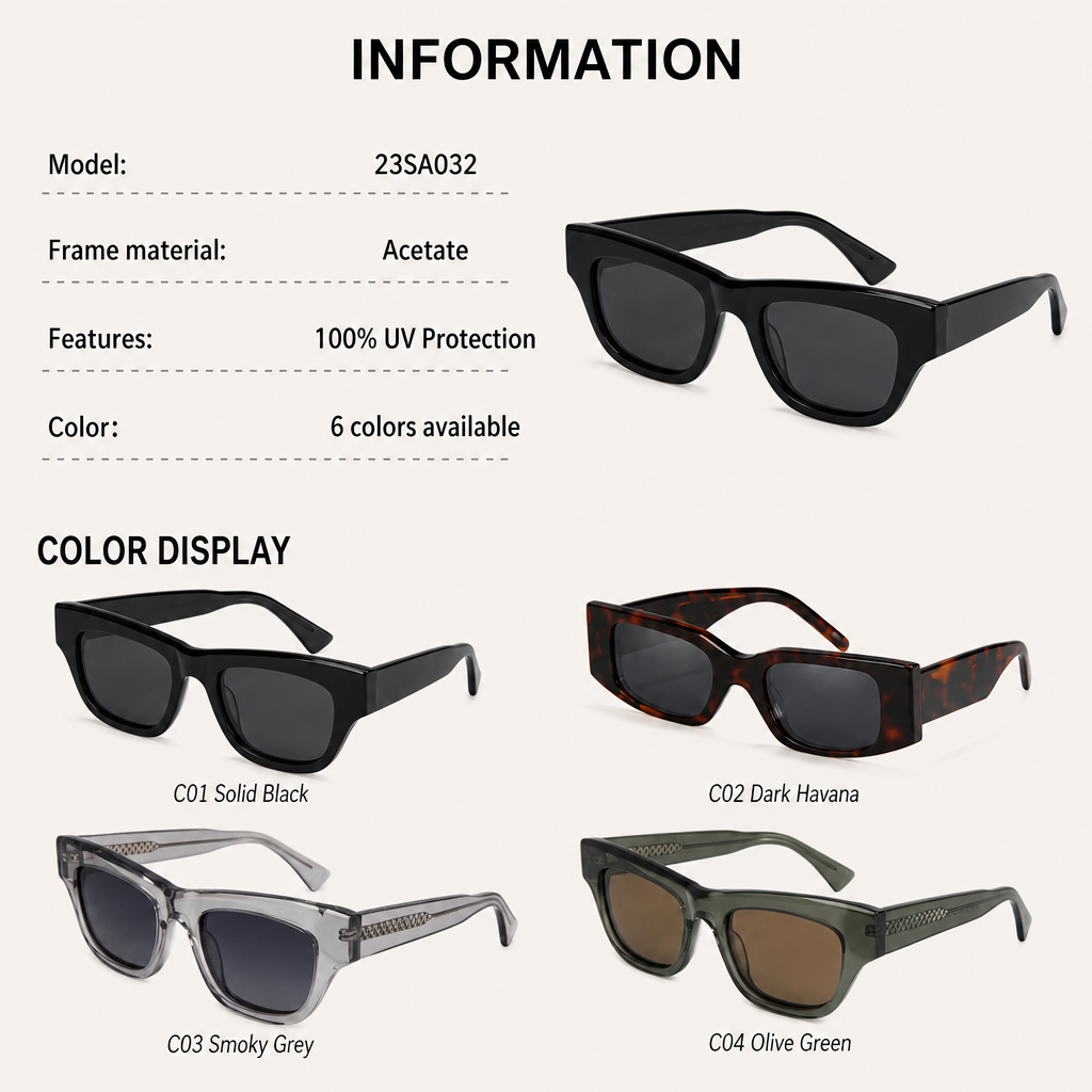 Brand Bio Acetate Square Women'S Sunglasses Polarized Trendy Brand Designer Men Lentes De Sol Mujer Sonnenbrillen Herren UV400