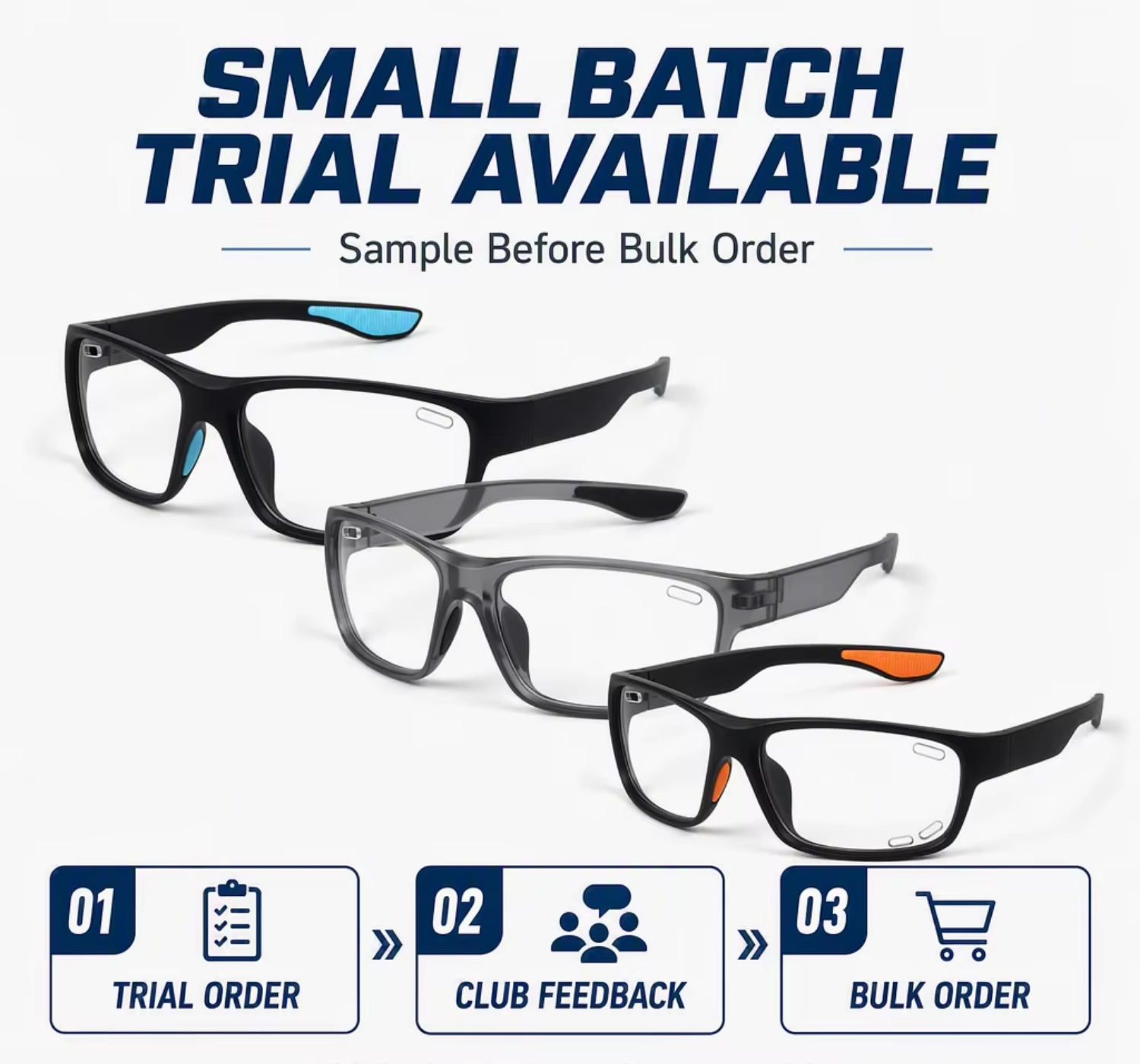 Club Trial Pickleball Glasses Clear Photochromic Lens Sports Eyewear Low MOQ Custom Logo OEM for Teams