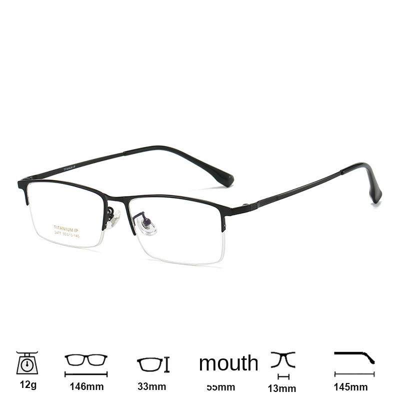 Ultra-light Beta Titanium Semi-rimless square Eyeglass Frame for Men Business Smart Optical Glasses Blue-light protection Summer