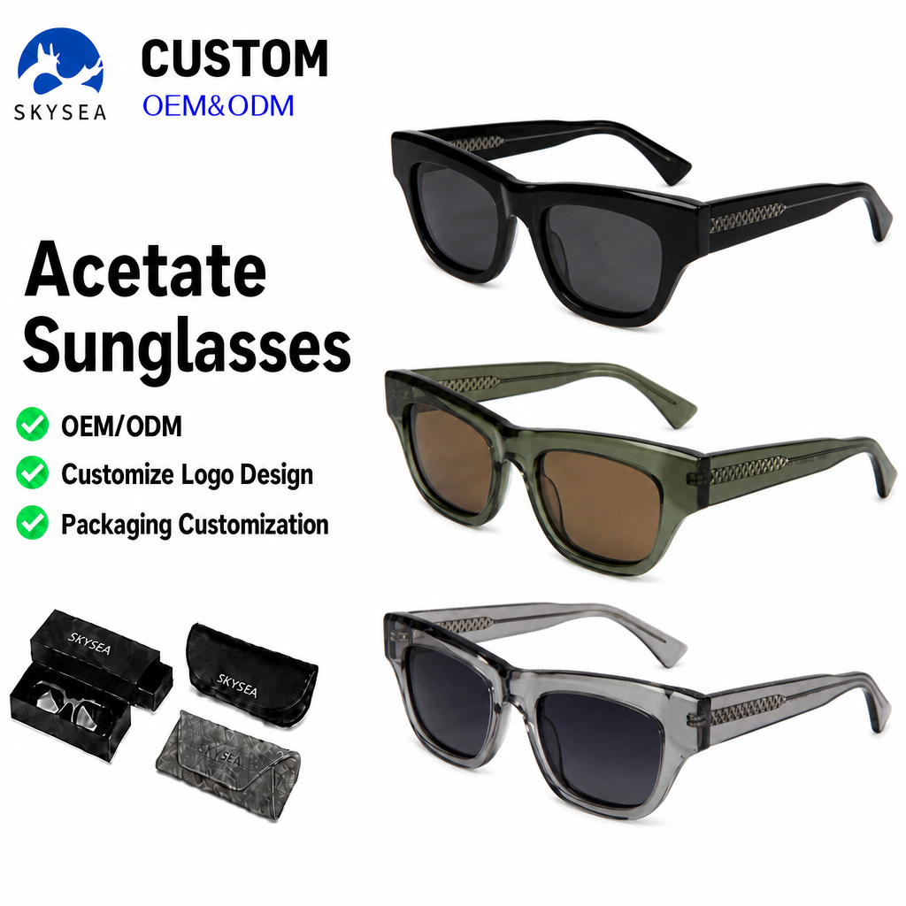Brand Bio Acetate Square Women'S Sunglasses Polarized Trendy Brand Designer Men Lentes De Sol Mujer Sonnenbrillen Herren UV400