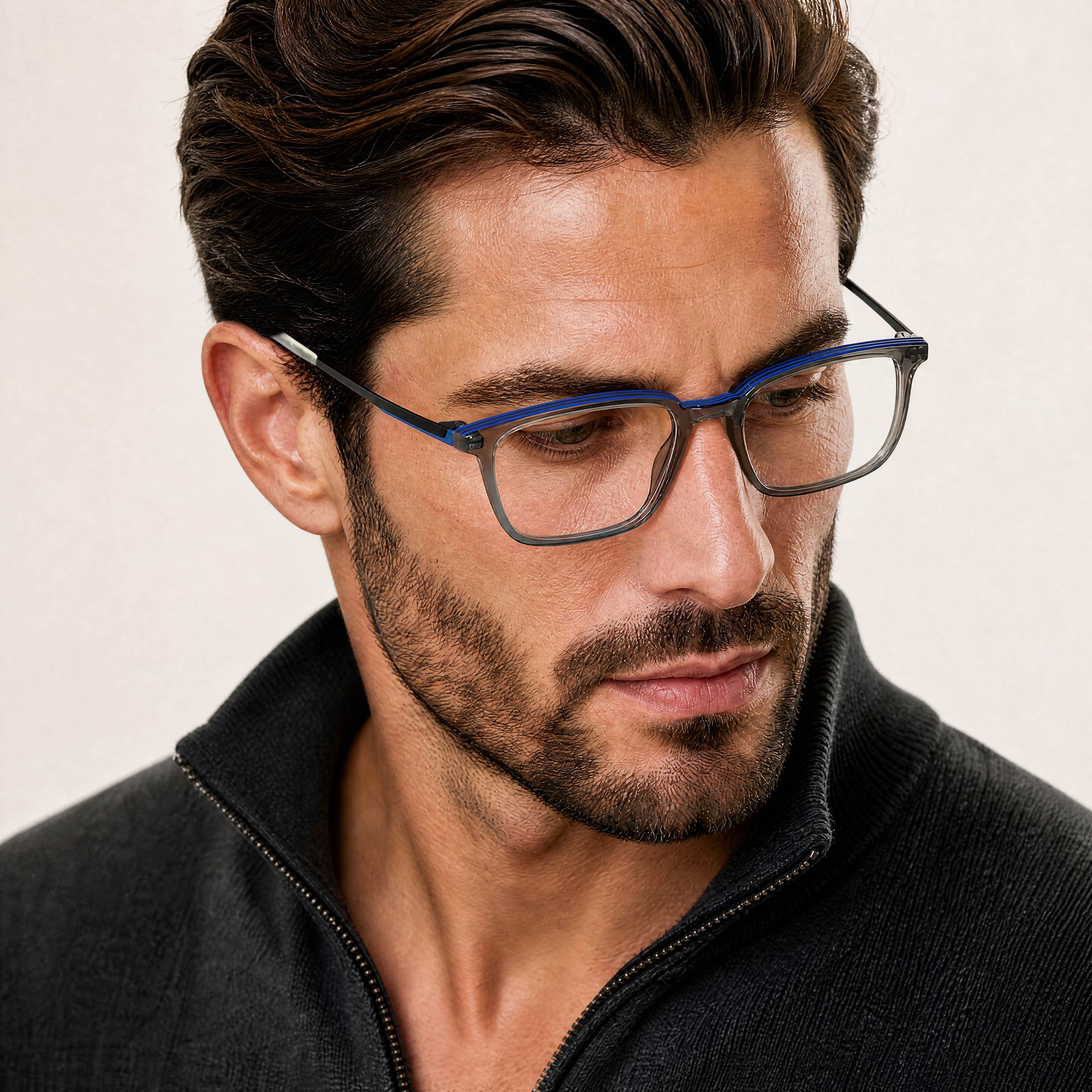 Rectangle Eyeglasses Transparent Grey Acetate With Metal Optical Frames Solid Hinge Trendy Colorful Eyeglasses Frame Unisex