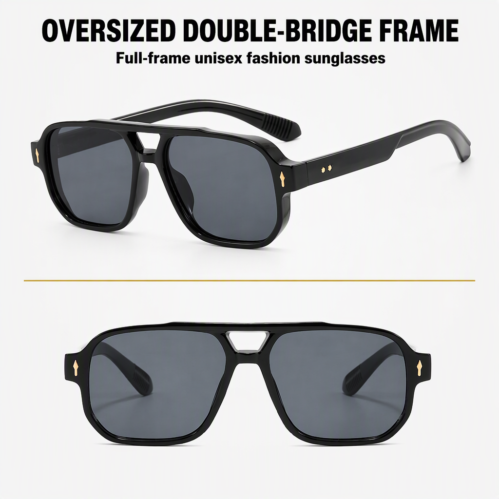 Retro 70s Pilot Teardrop Double Bridge Flat Top Oversized Thick UV400 Polarized Fashion Sunglasses Women Glasses Sunglasses