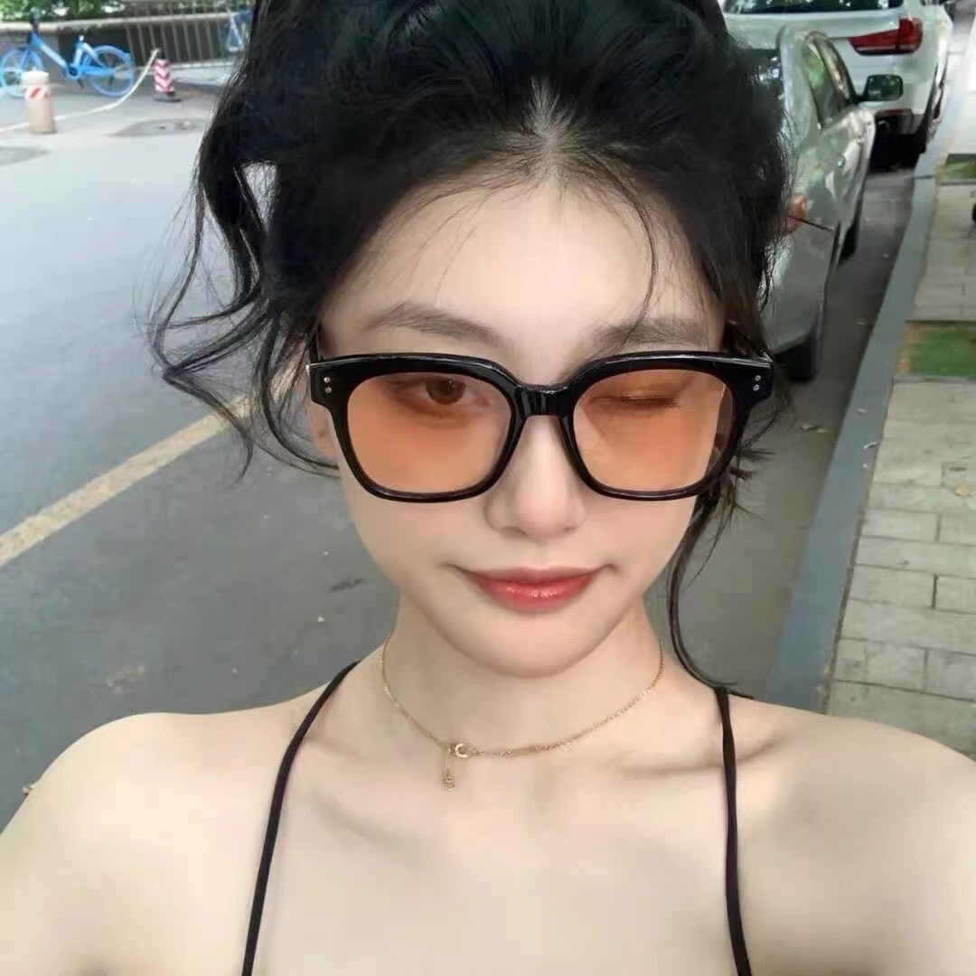 Custom Logo Wholesale Square Sunglasses UV400 Orange Tint Lens Retro PC Frame Unisex Driving Shades Sun Glasses Bulk