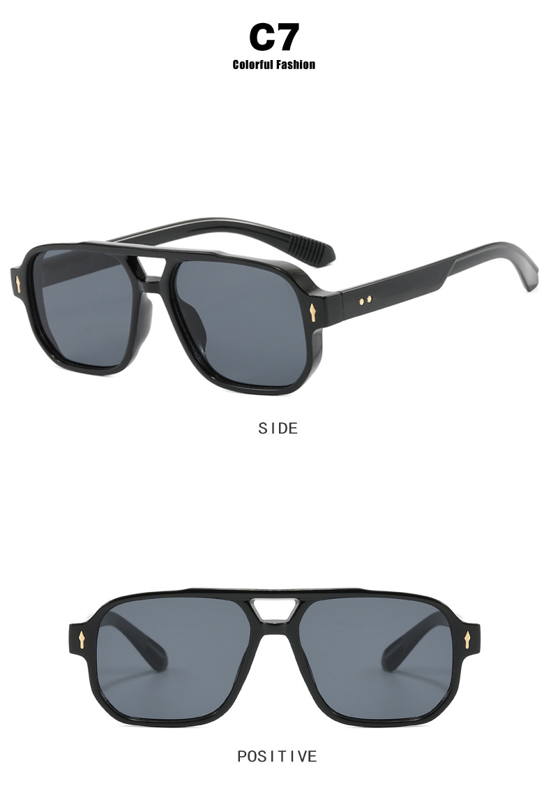 Retro 70s Pilot Teardrop Double Bridge Flat Top Oversized Thick UV400 Polarized Fashion Sunglasses Women Glasses Sunglasses