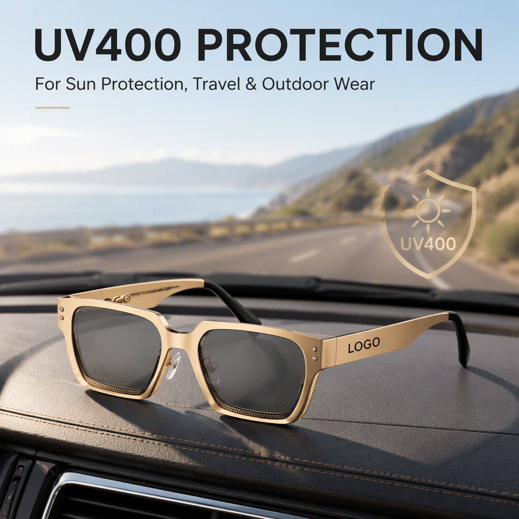 Small Rectangle Slim Metal Frame Textured Temples Vintage Retro Casual Driving Outdoor Streetwear Eyewear Sunglasses