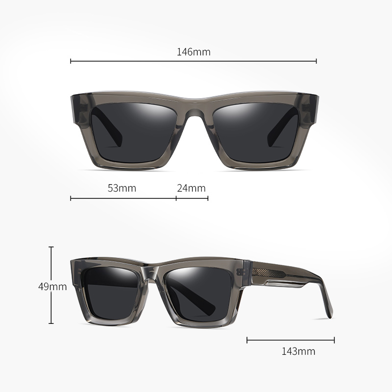 Mazzucchelli 2025 Men's Trendy Sunglasses S32110 Rectangular Gold/Gray Frame Acetate Thick Temple Polarized Lens Edgy Style