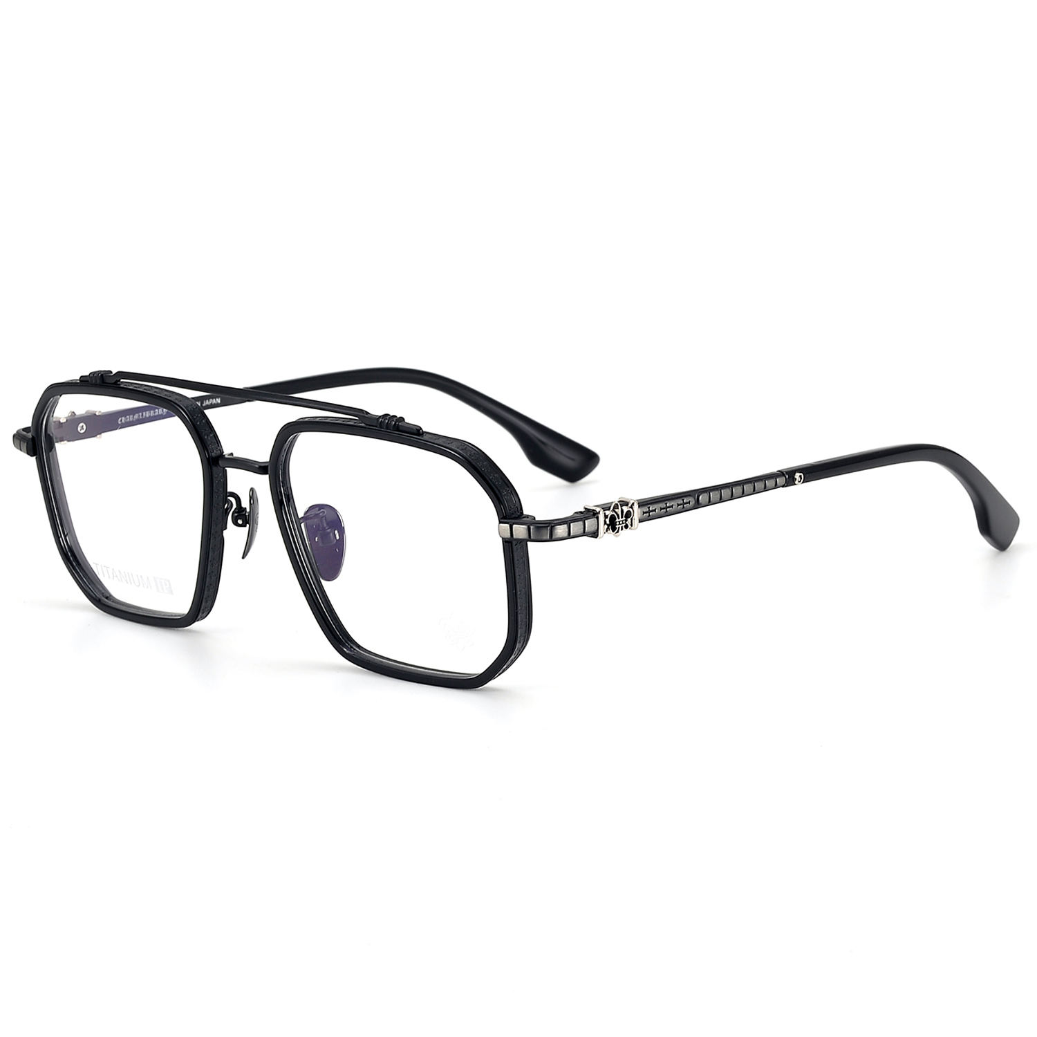 Custom Solid Vintage Double Bridge Geometric Square Titanium Full Rim Eyeglass Frames Prescription Optical Eyewear for Men Women