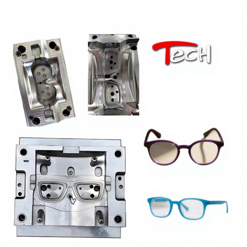 High Precious TR90 PA12 Glasses Frame Arm Injection Mold Short Cycle Custom Design ISO9001 Certified Factory Precision Molding