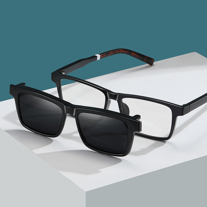 Ultra-light square Frame Sunglasses Magnet Clip on Uv Protection Fashionable Polarized Sunglasses
