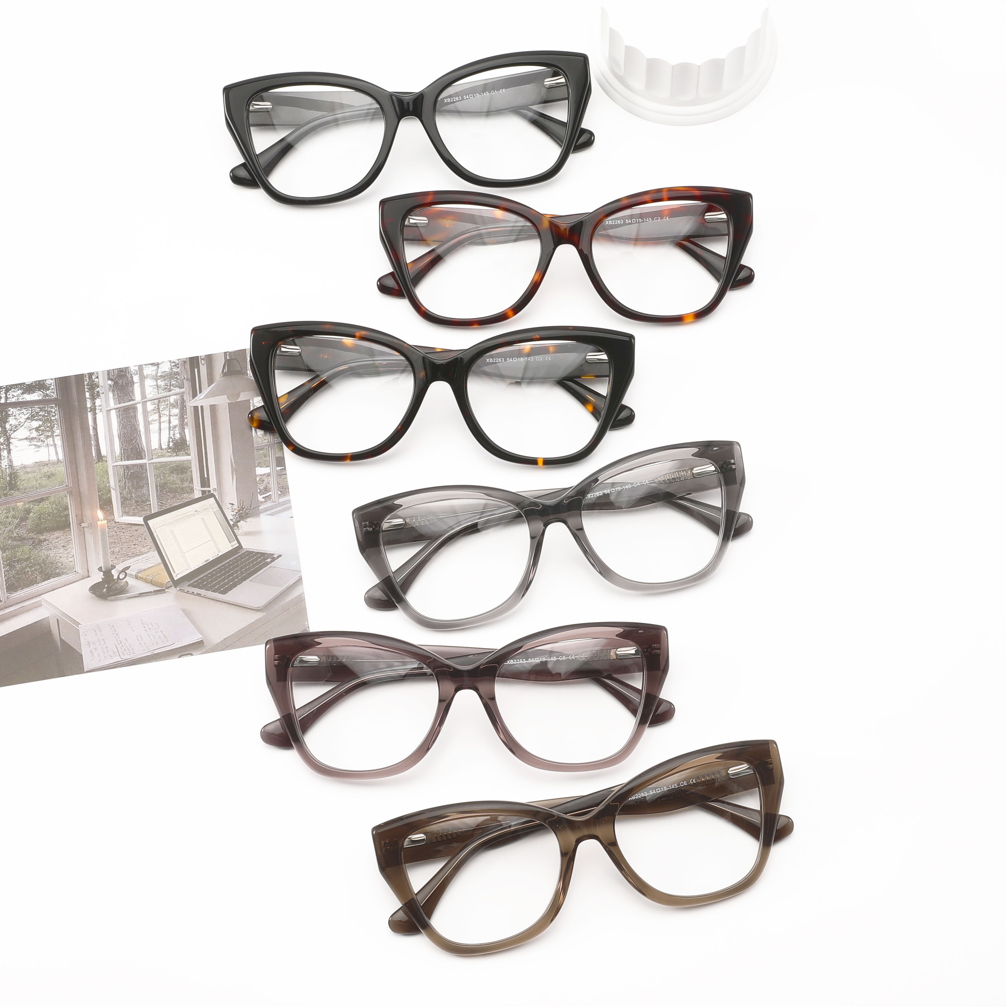 Oversized Eyeglasses Cat Eye Acetate Optical Frames Ladies Acetate Spectacle Frames For Women