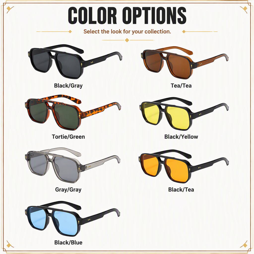 Retro 70s Pilot Teardrop Double Bridge Flat Top Oversized Thick UV400 Polarized Fashion Sunglasses Women Glasses Sunglasses