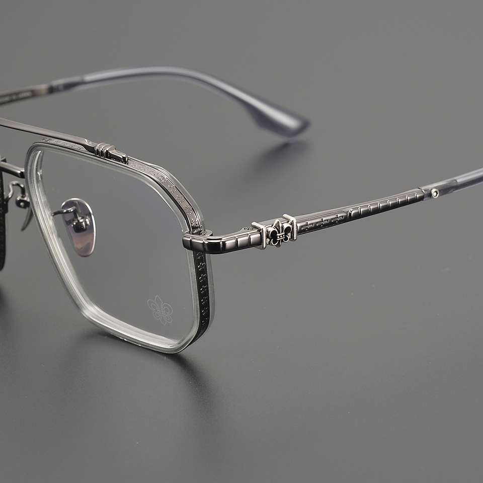 Custom Solid Vintage Double Bridge Geometric Square Titanium Full Rim Eyeglass Frames Prescription Optical Eyewear for Men Women
