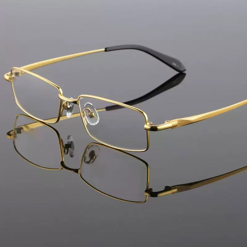 Men's Full Rim Optical Glasses Frame Pure Titanium Alloy Fashion Frame with Patchwork Pattern Prescription Eyewear Spectacles