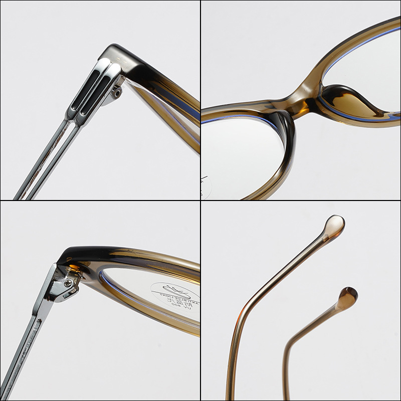 22g Ultra-Lightweight TR90 Metal Hybrid Glasses Frame Anti Blue Light Shielding Oval Spectacles for Men Women
