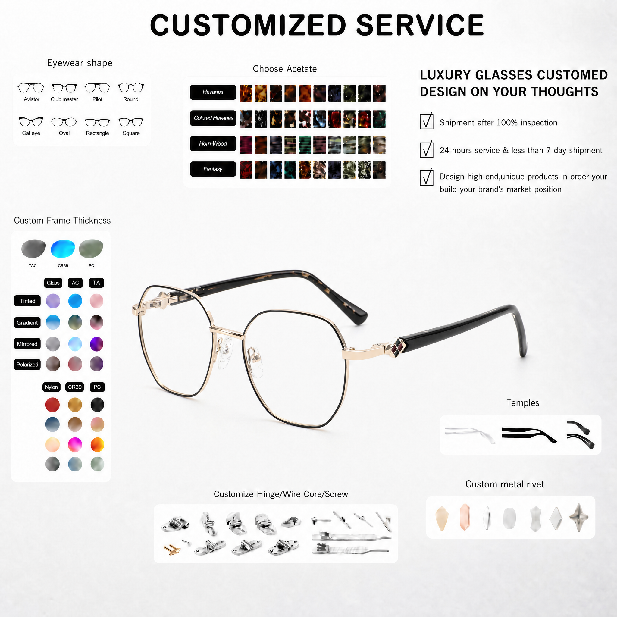 Customization High-end Handcrafted Metal Optical Glasses High Quality Light Full-Rim Eyeglasses Frames For Daily Wear OEM/ODM
