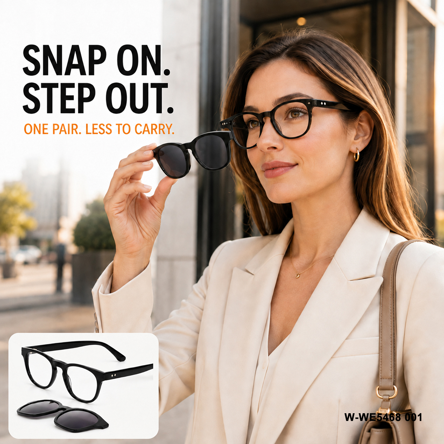 Unisex Classic Round Eyeglasses, Solid Frame Magnetic Clip-On System Ergonomic Temple Tips Bulk Order OEM ODM Sunglasses