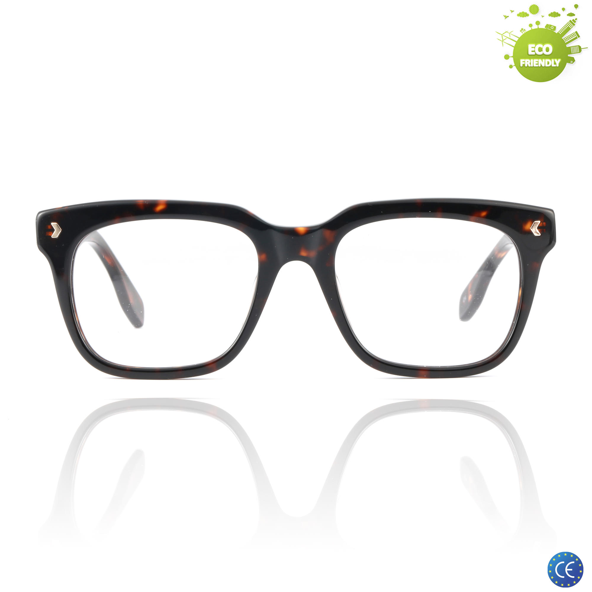 ISO9000 Certified Vintage Biodegradable Classic Mazzucchelli Acetate Square Eyeglass Frames Optical Glasses for Men