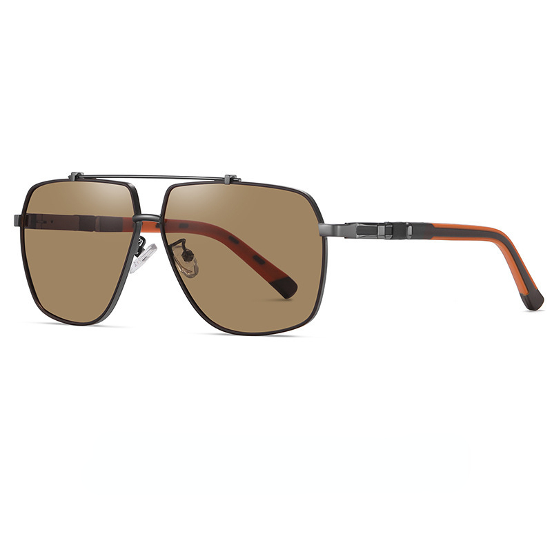 Spot Wholesale Fashion Men's Polarized Sun Glasses Large Frame UV400 Protection Mirror Lens Carbon Fiber Temple Pilot Sunglasses