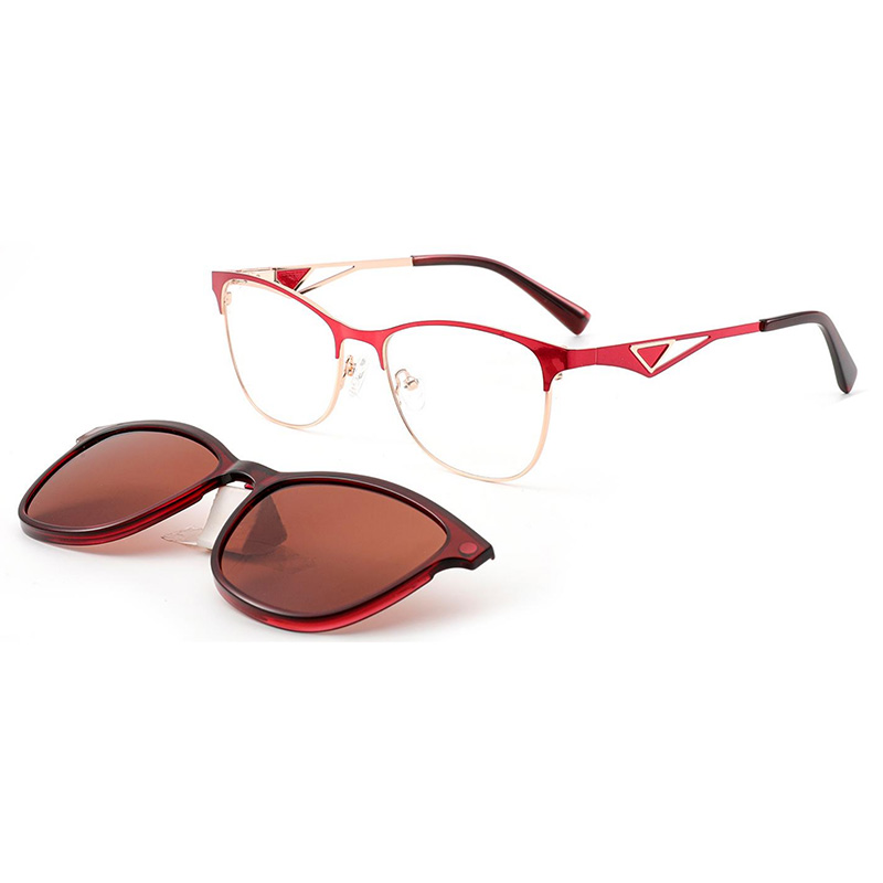 Magnetic Fashionable Red Metal Clip-On Eyeglasses Multiple Frame Colors No Moq Polarized Les Women Optical Frames